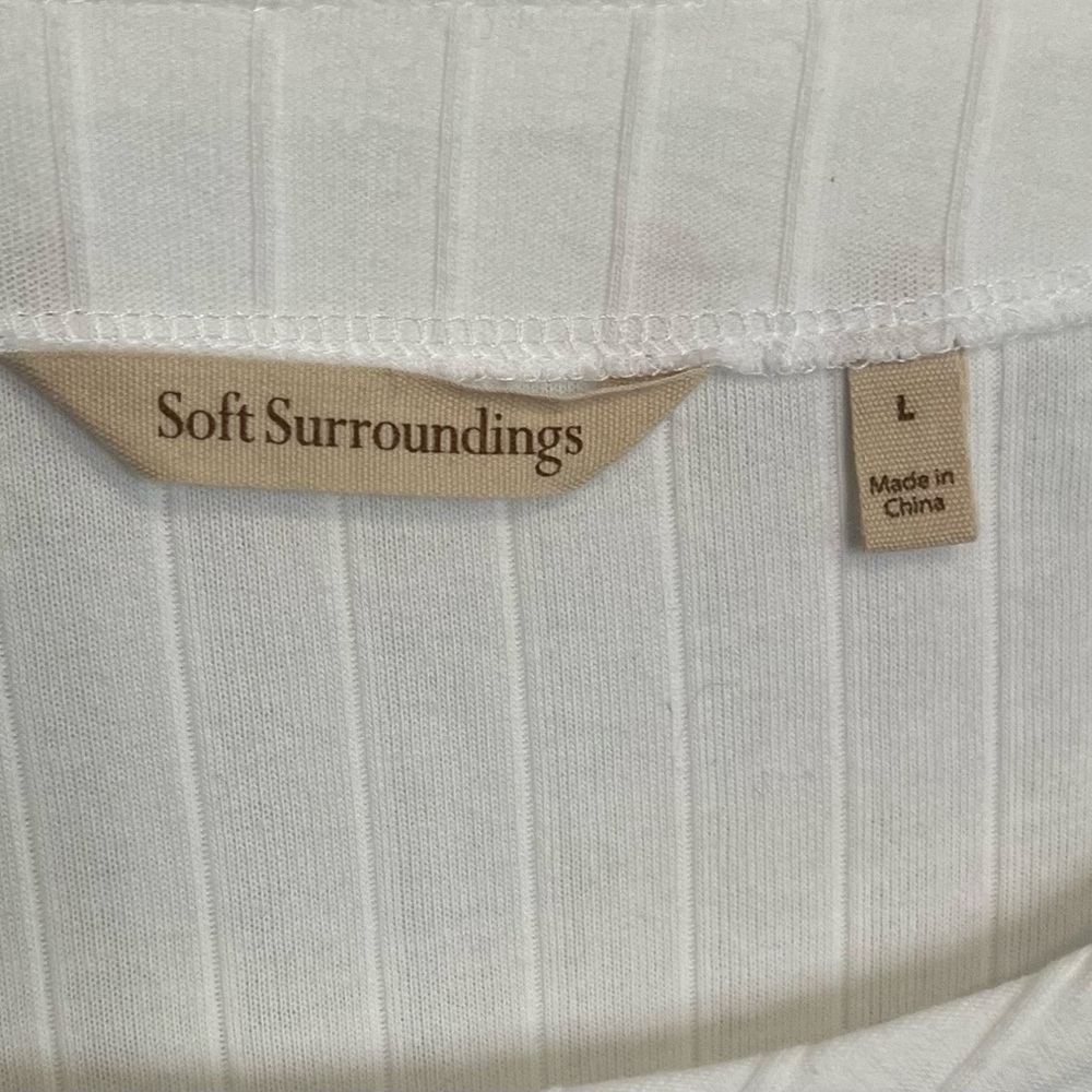 Soft Surroundings Coastal White Top LagenLook Asymmetrical Artsy Size Large EUC - Picture 6 of 8